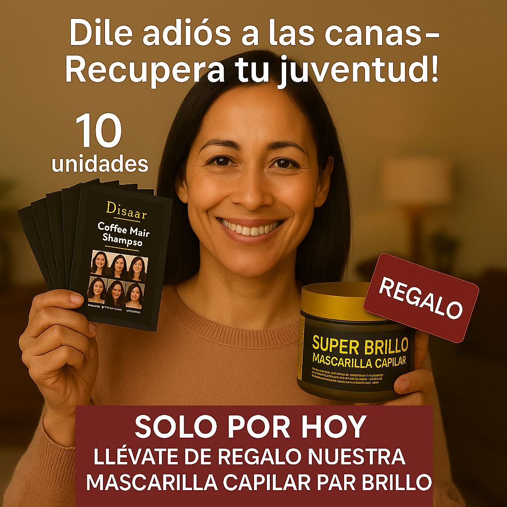 Bye Canas® - Caja 10 Unidades de Shampoo Anti Canas - Lleva GRATIS nuestra Mascarilla Capilar para el Brillo SOLO POR HOY